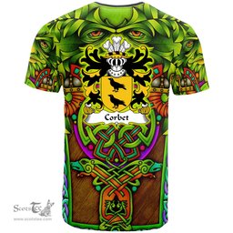 ScotsTee Shop Welsh Corbet of Cawrse Montgomeryshire Coat of Arms Family Crest Wales T Shirt Celtic Green Man T Shirt