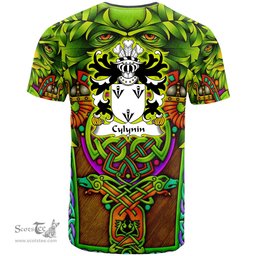 ScotsTee Shop Welsh Cylynin of Powys Coat of Arms Family Crest Wales T Shirt Celtic Green Man T Shirt