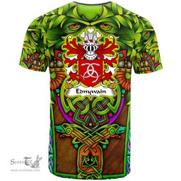ScotsTee Shop Welsh Ednywain AP BRADWEN Coat of Arms Family Crest Wales T Shirt Celtic Green Man T Shirt
