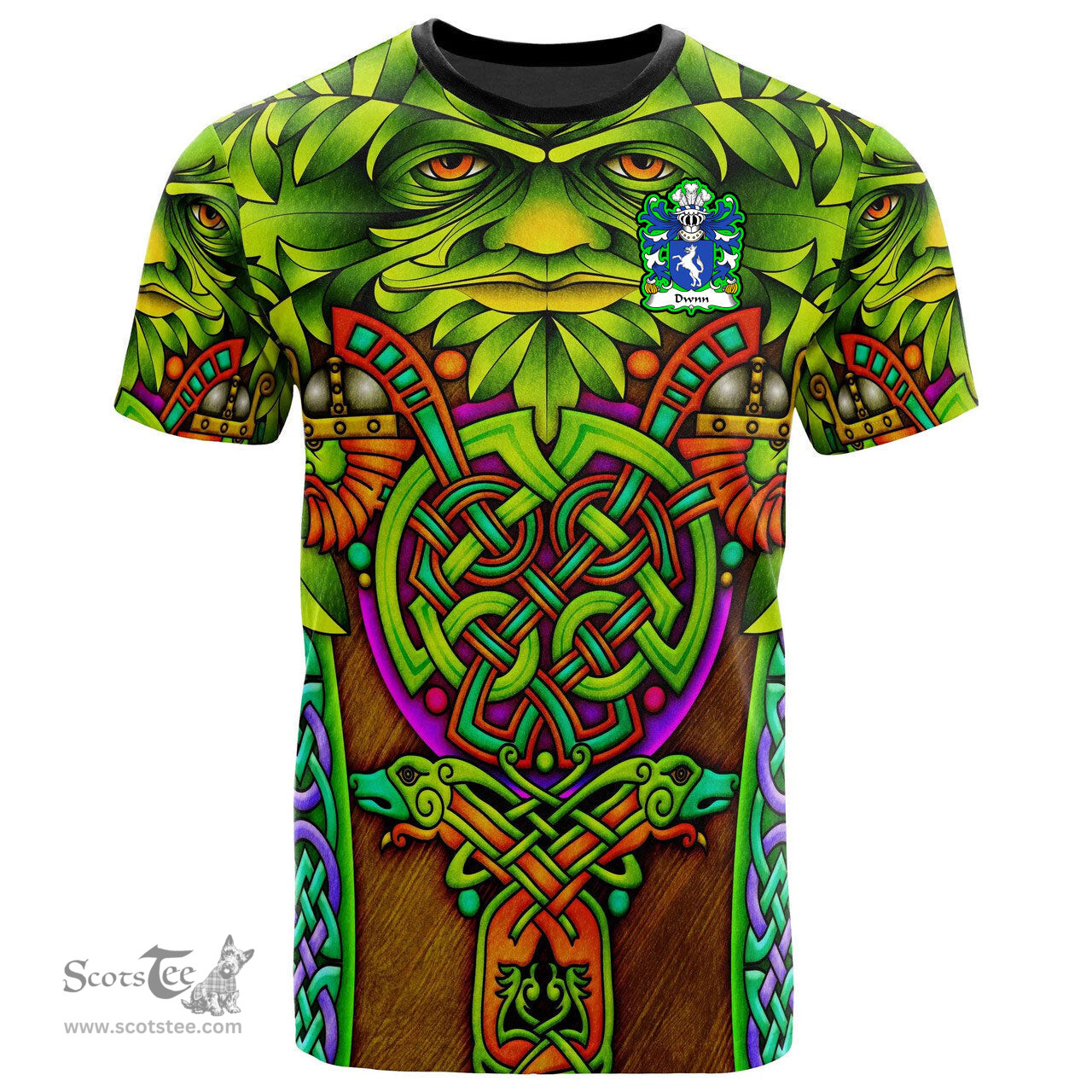 ScotsTee Shop Welsh Dwnn DON of Croesallgwn Carmarthenshire Coat of Arms Family Crest Wales T Shirt Celtic Green Man T Shirt