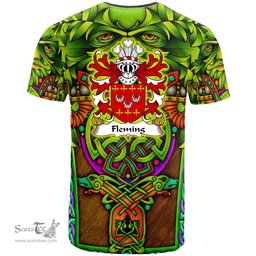 ScotsTee Shop Welsh Fleming of Flimston Glamorgan Coat of Arms Family Crest Wales T Shirt Celtic Green Man T Shirt