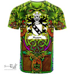 ScotsTee Shop Welsh Heaton of Lleweni Green Denbighshire Coat of Arms Family Crest Wales T Shirt Celtic Green Man T Shirt