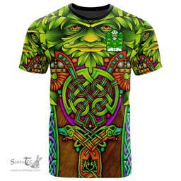 ScotsTee Shop Welsh Coll of Pembrokeshire Coat of Arms Family Crest Wales T Shirt Celtic Green Man T Shirt