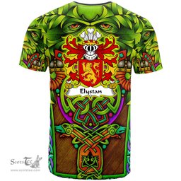 ScotsTee Shop Welsh Elystan GLODRYDD Coat of Arms Family Crest Wales T Shirt Celtic Green Man T Shirt