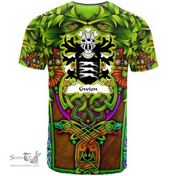 ScotsTee Shop Welsh Gwion BENARW Ap Gwion Sais ap Heilin Coat of Arms Family Crest Wales T Shirt Celtic Green Man T Shirt