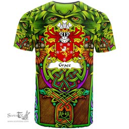 ScotsTee Shop Welsh Grace of Glamorgan Coat of Arms Family Crest Wales T Shirt Celtic Green Man T Shirt