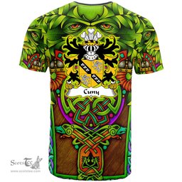 ScotsTee Shop Welsh Cuny of Welston Pembrokeshire Coat of Arms Family Crest Wales T Shirt Celtic Green Man T Shirt