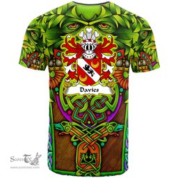 ScotsTee Shop Welsh Davies of Chester Coat of Arms Family Crest Wales T Shirt Celtic Green Man T Shirt