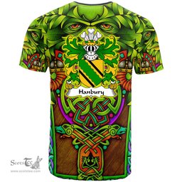 ScotsTee Shop Welsh Hanbury of Pontypool Monmouthshire Coat of Arms Family Crest Wales T Shirt Celtic Green Man T Shirt
