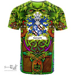 ScotsTee Shop Welsh Gerard of Cheshire Daughter m. Wynn of Gwydir Coat of Arms Family Crest Wales T Shirt Celtic Green Man T Shirt