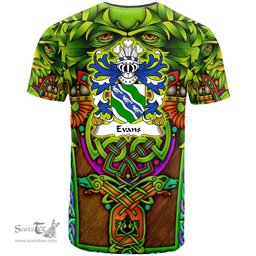 ScotsTee Shop Welsh Evans of Chester Coat of Arms Family Crest Wales T Shirt Celtic Green Man T Shirt