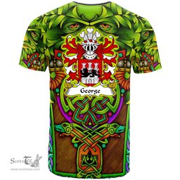 ScotsTee Shop Welsh George OWEN HARRY Pembrokeshire Coat of Arms Family Crest Wales T Shirt Celtic Green Man T Shirt