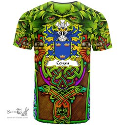 ScotsTee Shop Welsh Cenau AP COEL GODEBOG Coat of Arms Family Crest Wales T Shirt Celtic Green Man T Shirt
