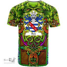 ScotsTee Shop Welsh Don or Donne of Utkington Cheshire Coat of Arms Family Crest Wales T Shirt Celtic Green Man T Shirt