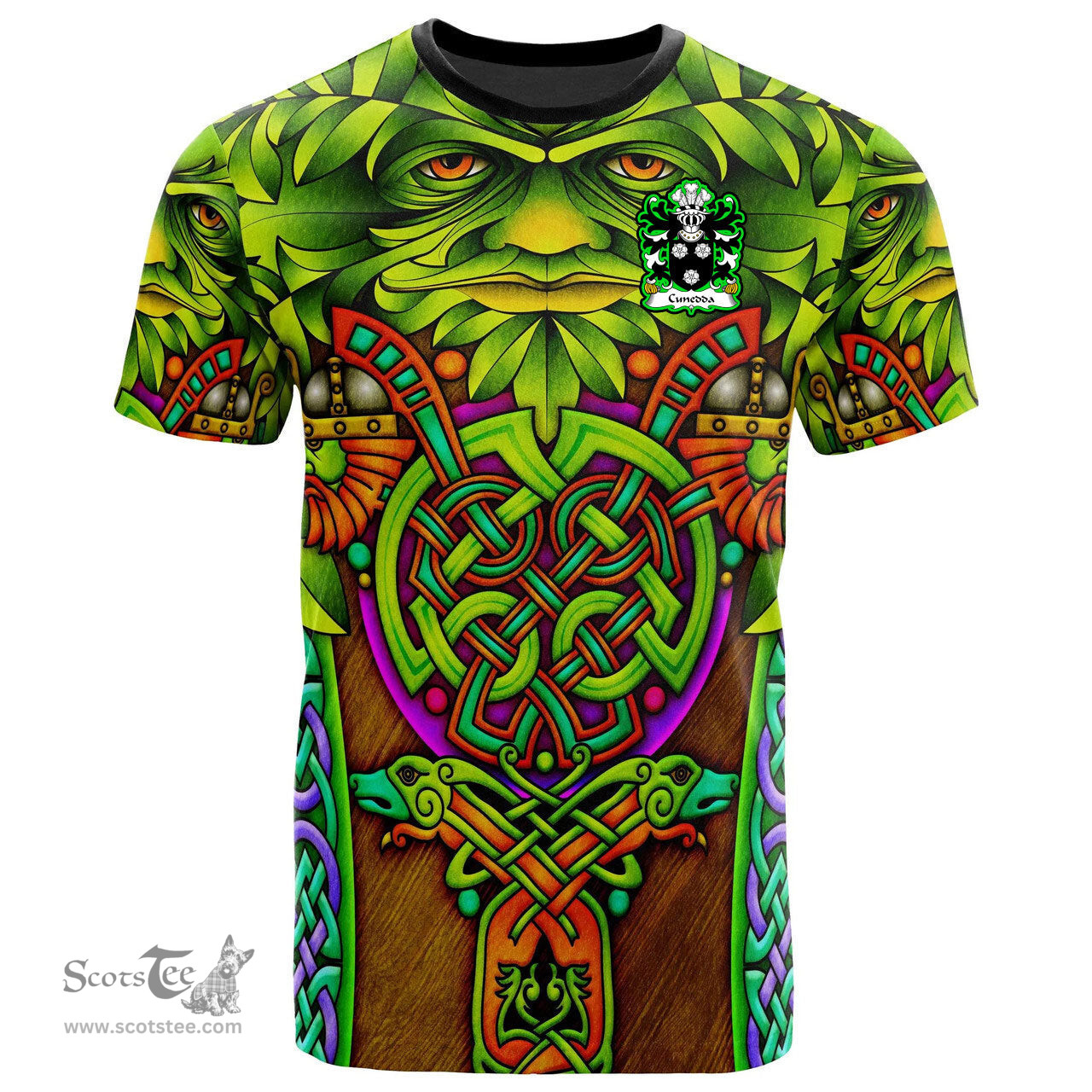 ScotsTee Shop Welsh Cunedda WLEDIG Coat of Arms Family Crest Wales T Shirt Celtic Green Man T Shirt