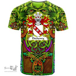 ScotsTee Shop Welsh Fitzhenry of Pembrokeshire Coat of Arms Family Crest Wales T Shirt Celtic Green Man T Shirt