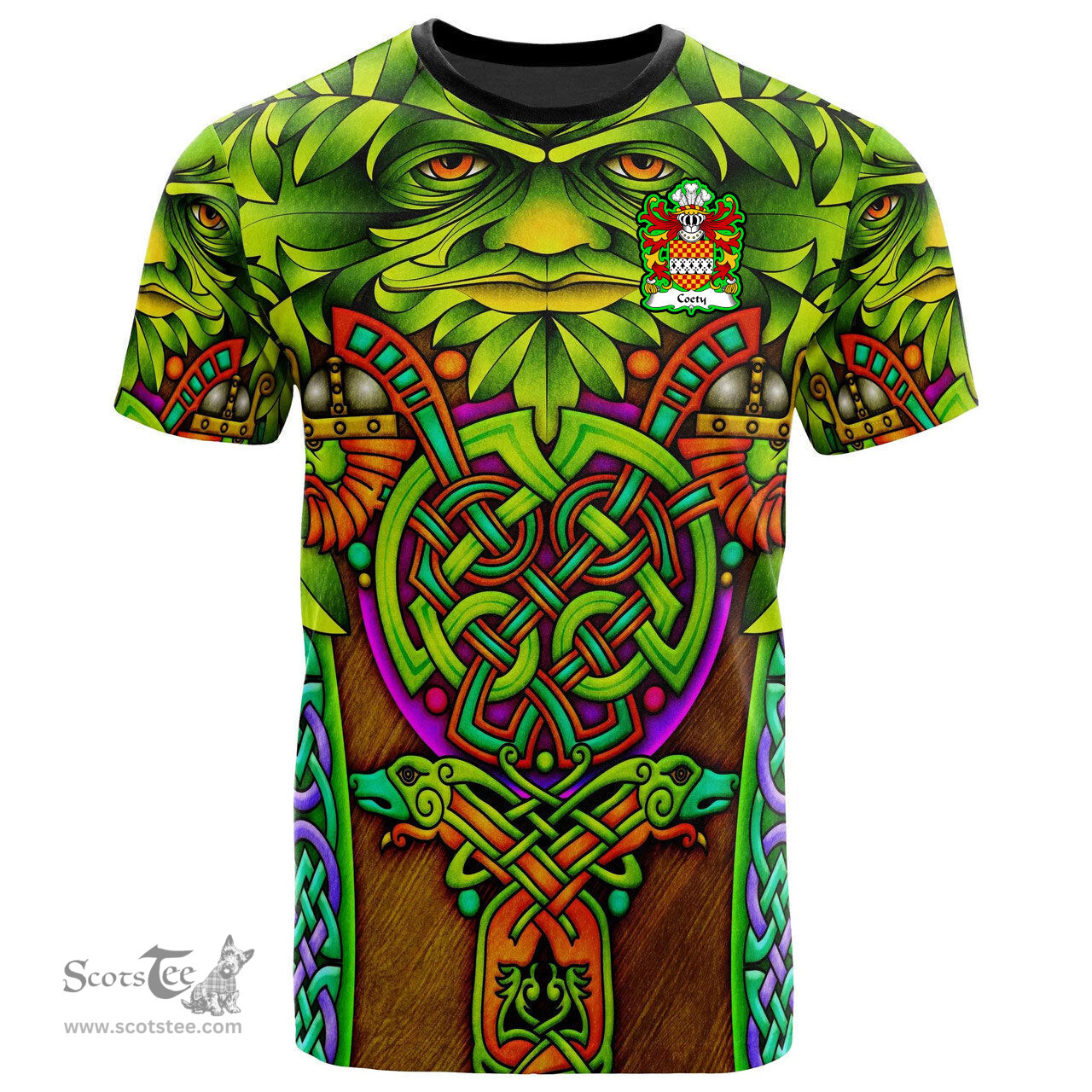 ScotsTee Shop Welsh Coety Lords of Coety Glamorganshire Coat of Arms Family Crest Wales T Shirt Celtic Green Man T Shirt
