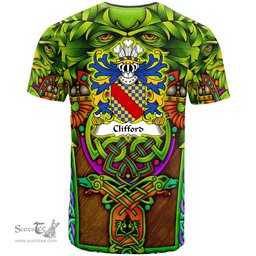 ScotsTee Shop Welsh Clifford of Herefordshire Coat of Arms Family Crest Wales T Shirt Celtic Green Man T Shirt