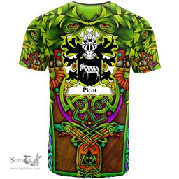 ScotsTee Shop Welsh Picot or Pigot lord of Klynn Pembrokeshire Coat of Arms Family Crest Wales T Shirt Celtic Green Man T Shirt