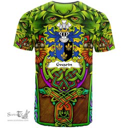 ScotsTee Shop Welsh Gwarin DDU Monmouthshire Coat of Arms Family Crest Wales T Shirt Celtic Green Man T Shirt