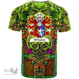 ScotsTee Shop Welsh Winston of Trewyn Monmouthshire Coat of Arms Family Crest Wales T Shirt Celtic Green Man T Shirt