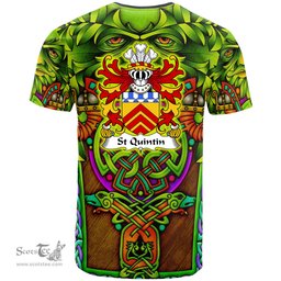 ScotsTee Shop Welsh St Quintin of Tal y fan Glamorgan Coat of Arms Family Crest Wales T Shirt Celtic Green Man T Shirt