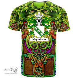 ScotsTee Shop Welsh Myddleton of Gwenynog Denbighshire Coat of Arms Family Crest Wales T Shirt Celtic Green Man T Shirt