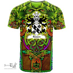 ScotsTee Shop Welsh Rixton of Conwy Coat of Arms Family Crest Wales T Shirt Celtic Green Man T Shirt