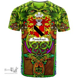 ScotsTee Shop Welsh Pontefract of Denbighshire Coat of Arms Family Crest Wales T Shirt Celtic Green Man T Shirt