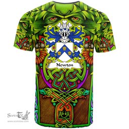 ScotsTee Shop Welsh Newton alias Cradock Coat of Arms Family Crest Wales T Shirt Celtic Green Man T Shirt
