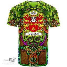 ScotsTee Shop Welsh Llywelyn DYFARCH Coat of Arms Family Crest Wales T Shirt Celtic Green Man T Shirt