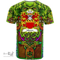 ScotsTee Shop Welsh Mercer of Temby Pembrokeshire Coat of Arms Family Crest Wales T Shirt Celtic Green Man T Shirt