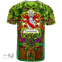 ScotsTee Shop Welsh Llandochau or Wallis Walsh Welsh lords of Llandough Coat of Arms Family Crest Wales T Shirt Celtic Green Man T Shirt