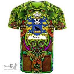 ScotsTee Shop Welsh Probert of Pant glas Tryleg Monmouthshire Coat of Arms Family Crest Wales T Shirt Celtic Green Man T Shirt