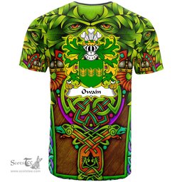ScotsTee Shop Welsh Owain GWYNEDD Coat of Arms Family Crest Wales T Shirt Celtic Green Man T Shirt