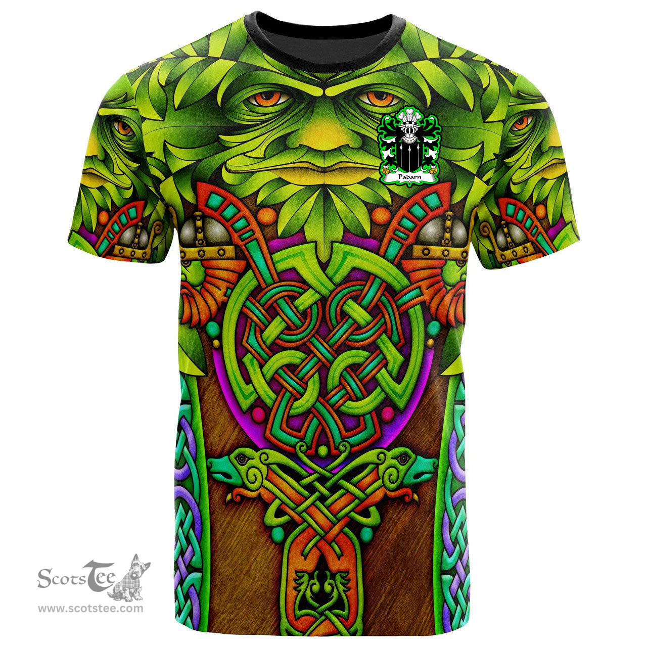 ScotsTee Shop Welsh Padarn PEISRUDD Coat of Arms Family Crest Wales T Shirt Celtic Green Man T Shirt