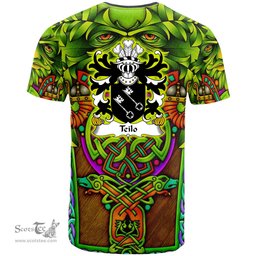 ScotsTee Shop Welsh Teilo SANT St. Teilo Coat of Arms Family Crest Wales T Shirt Celtic Green Man T Shirt