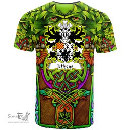 ScotsTee Shop Welsh Jeffreys of Abercynrig Breconshire Coat of Arms Family Crest Wales T Shirt Celtic Green Man T Shirt