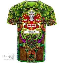 ScotsTee Shop Welsh Peacock or Paucok Pecok Carmarthen Coat of Arms Family Crest Wales T Shirt Celtic Green Man T Shirt