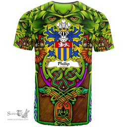ScotsTee Shop Welsh Philip Sir AP RHYS Breconshire Coat of Arms Family Crest Wales T Shirt Celtic Green Man T Shirt