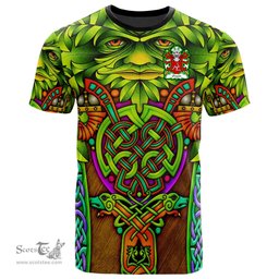 ScotsTee Shop Welsh Owain AP EDWIN or Owen Coat of Arms Family Crest Wales T Shirt Celtic Green Man T Shirt