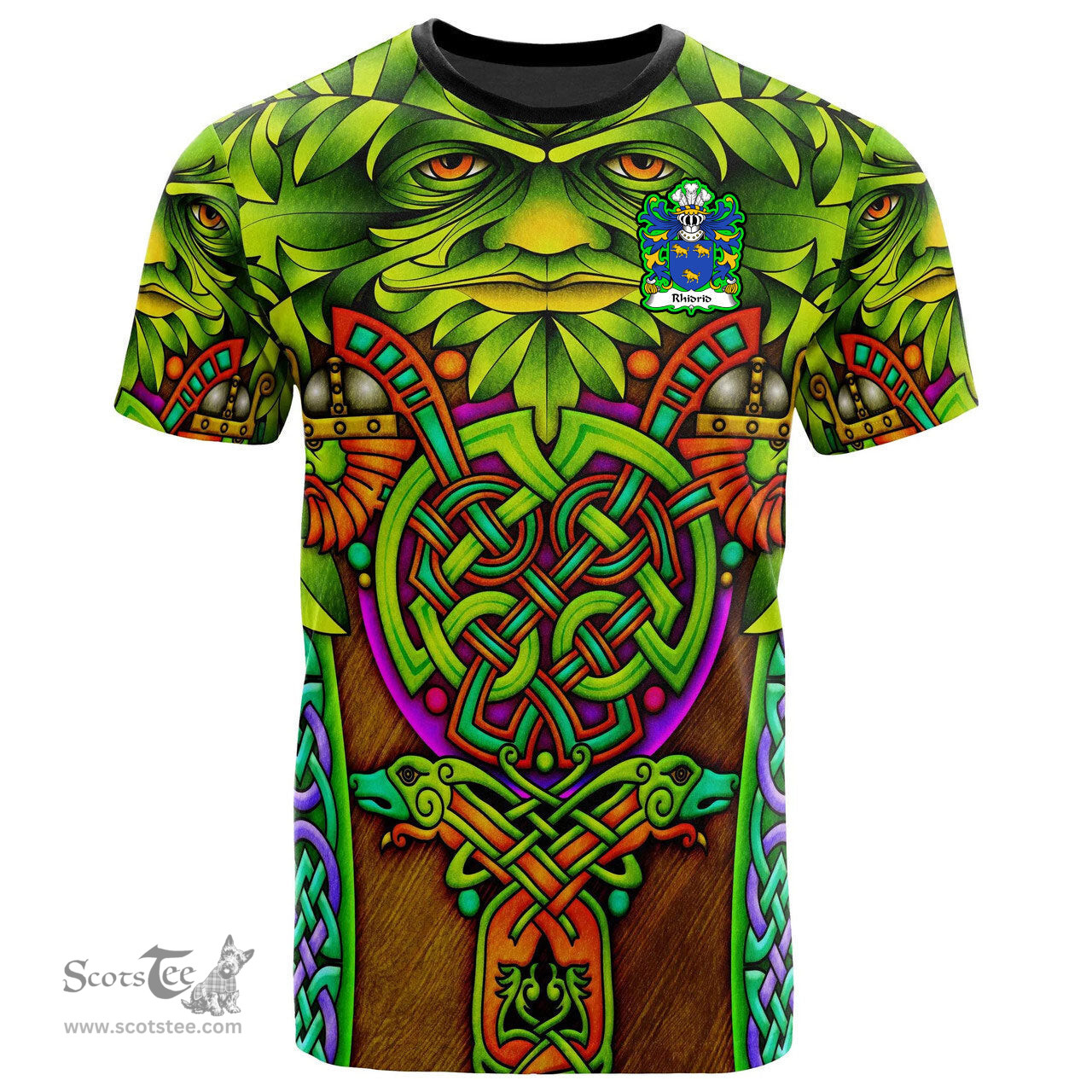 ScotsTee Shop Welsh Rhidrid AB YNYR AP JONAS AP GRONWY Coat of Arms Family Crest Wales T Shirt Celtic Green Man T Shirt