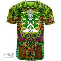 ScotsTee Shop Welsh John AP JENKIN AP MADOG Coat of Arms Family Crest Wales T Shirt Celtic Green Man T Shirt