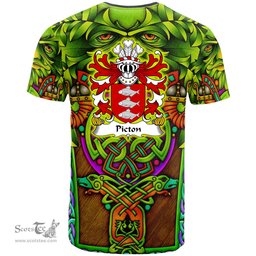 ScotsTee Shop Welsh Picton of Pembrokeshire Coat of Arms Family Crest Wales T Shirt Celtic Green Man T Shirt