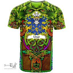 ScotsTee Shop Welsh Lloyd of Abergavenny Monmouthshire Coat of Arms Family Crest Wales T Shirt Celtic Green Man T Shirt