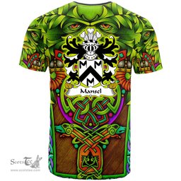 ScotsTee Shop Welsh Mansel of Oxwich and Penrice Gower Coat of Arms Family Crest Wales T Shirt Celtic Green Man T Shirt