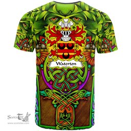 ScotsTee Shop Welsh Waterton of Herefordshire Coat of Arms Family Crest Wales T Shirt Celtic Green Man T Shirt