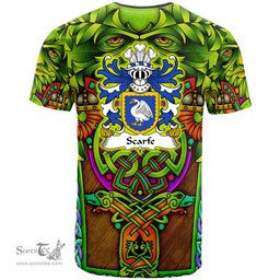 ScotsTee Shop Welsh Scarfe of Lamphey Pembrokeshire Coat of Arms Family Crest Wales T Shirt Celtic Green Man T Shirt