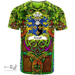 ScotsTee Shop Welsh Seisyll AP DYFNWAL Coat of Arms Family Crest Wales T Shirt Celtic Green Man T Shirt