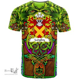 ScotsTee Shop Welsh Langley Coat of Arms Family Crest Wales T Shirt Celtic Green Man T Shirt